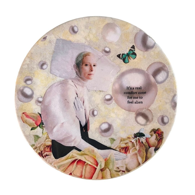 "It's a Real Comfort Zone for Me to Feel Alien" Cream Upcycled Trinket Dish - House of Frisson
