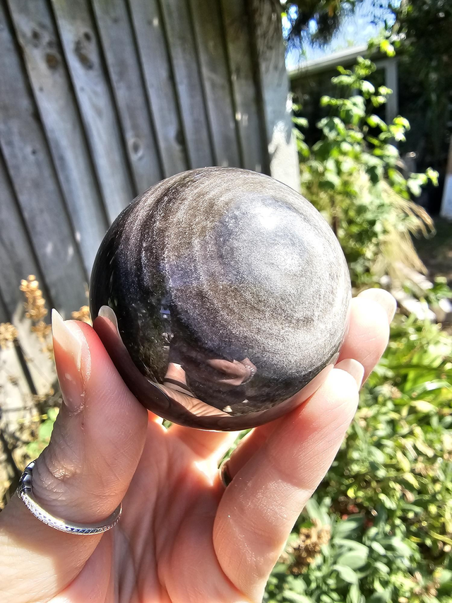 Silver Sheen Obsidian sphere.