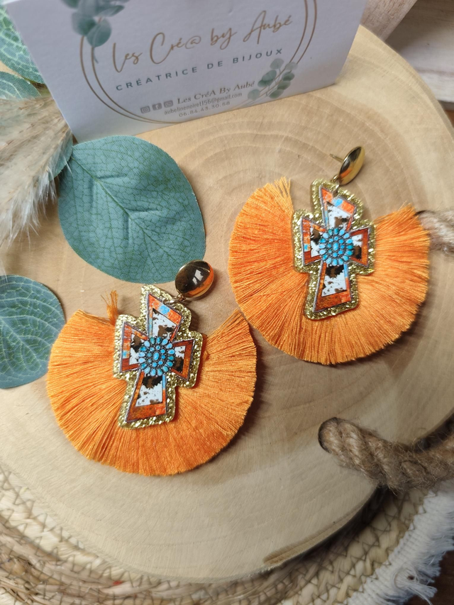 BO BOHEME CROIX/ POMPONS ORANGE 0000813