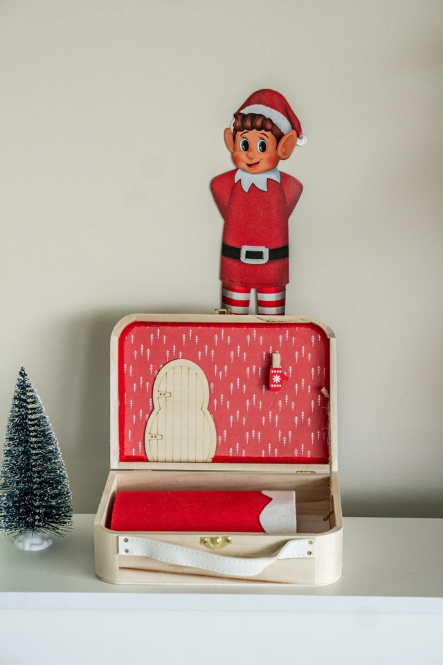Mini valise magique - motif forêt rouge et blanche