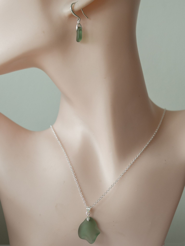 Sea glass necklace and earring sets 