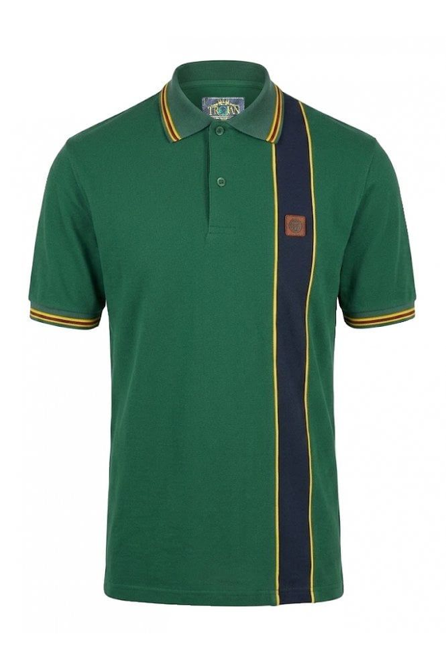 Trojan TR9131 Stripe Front Polo - Green