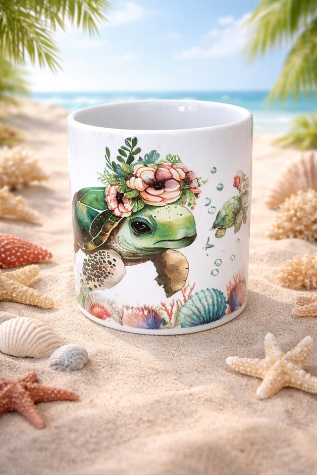 Mug Tortue Fleurie