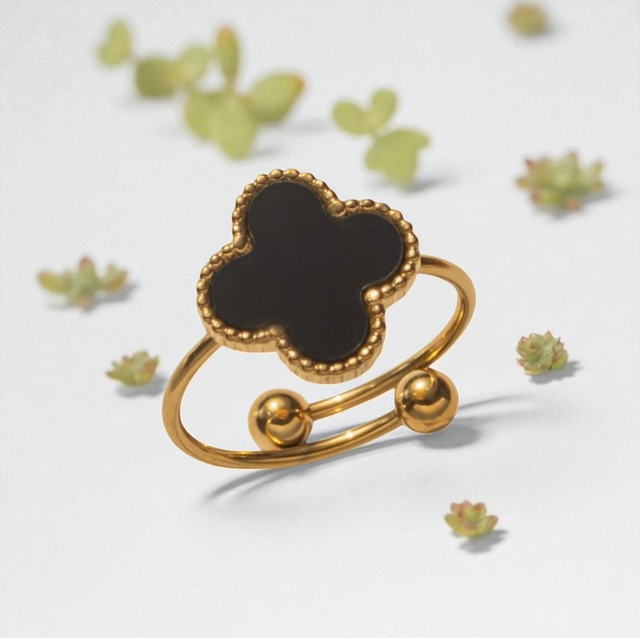 Bague CLOVER | Ajustable en acier inoxydable 