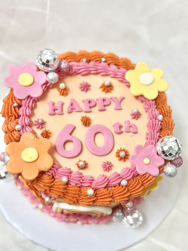 60s Theme Birthday Cake
