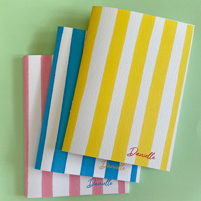 Colourful stripes notebook | choice of colours | Personalise the cover and inside pages