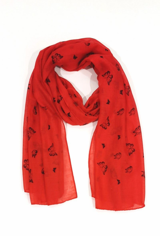 *FOULARD ROUGE PAPILLONS 