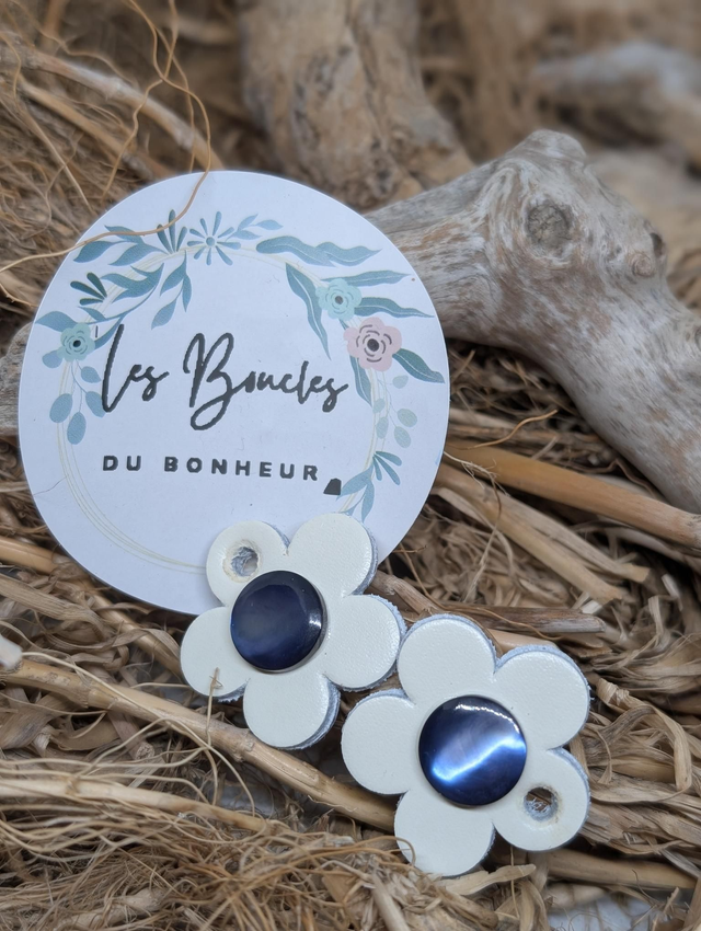 Pampilles marguerite beige bleu pam031