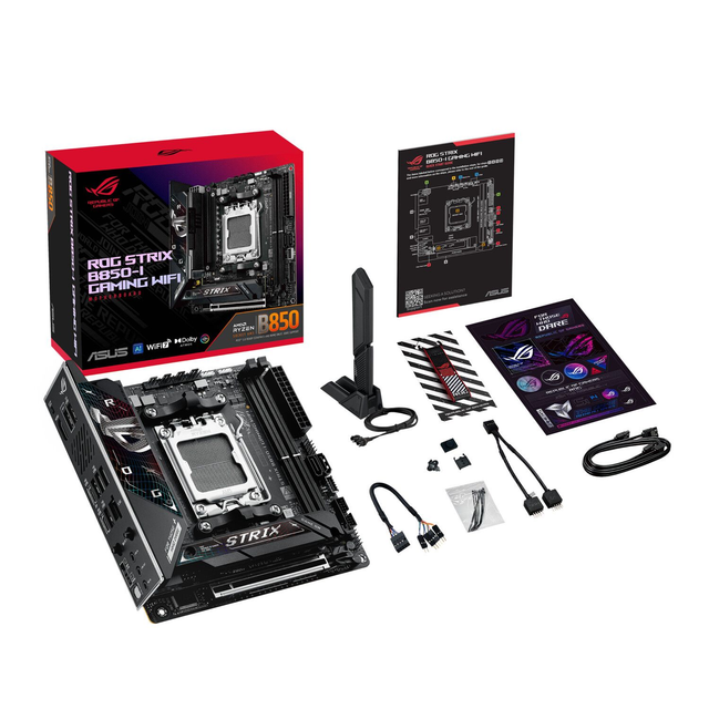 02.2.0112 – Scheda Madre ASUS ROG STRIX B850‑I GAMING WIFI – Mini‑ITX compatta nera con WiFi 7 per Ryzen 7000/8000/9000