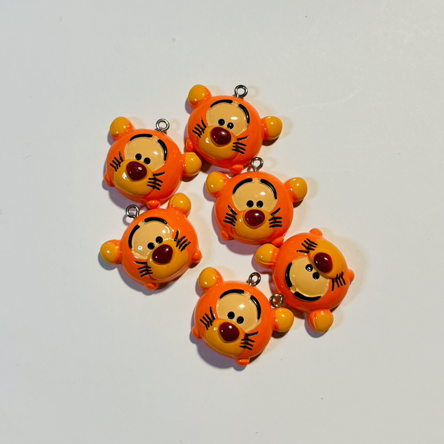 3 Tigger flatback charms 3 cm wide