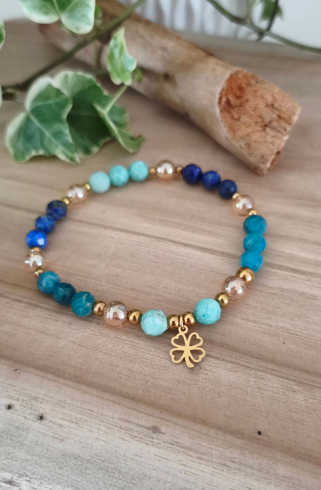 Bracelet "Émotive" Amazonite, Lapis lazuli et Apatite