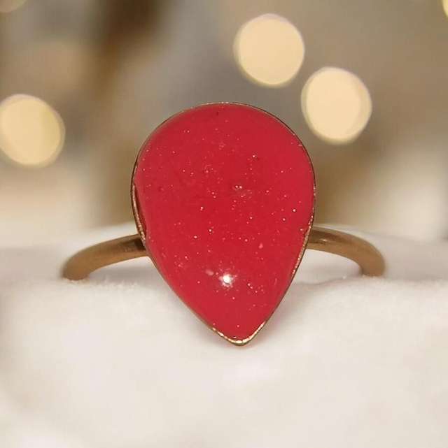Bague goutte rouge