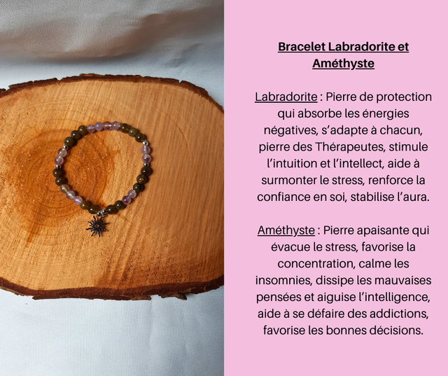 65- Bracelet Labradorite et Améthyste