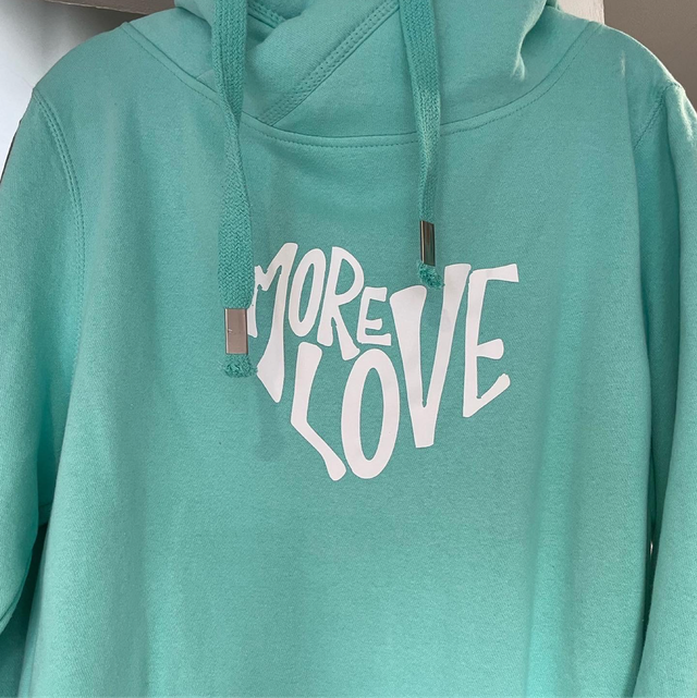 More Love Cross Neck Hoodie | Tambas Prints 