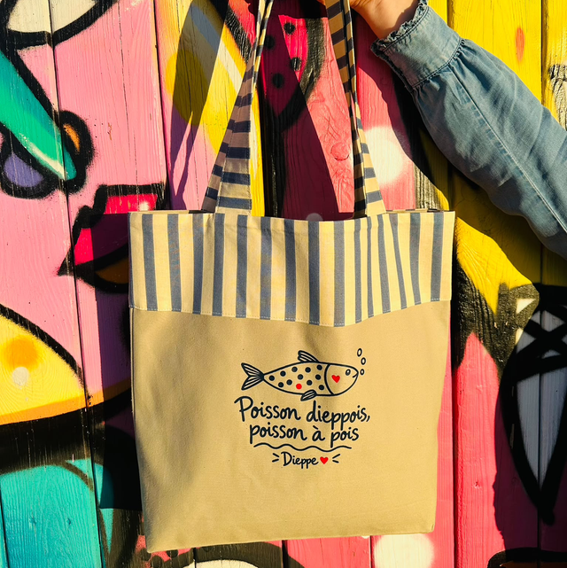 Tote bag " Poisson Dieppois, Poisson à Pois"