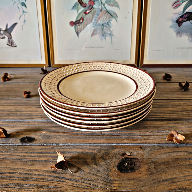 X Assiettes à dessert peintes à la main Longchamp modèle Colmar (non estampillées, lot de 6)