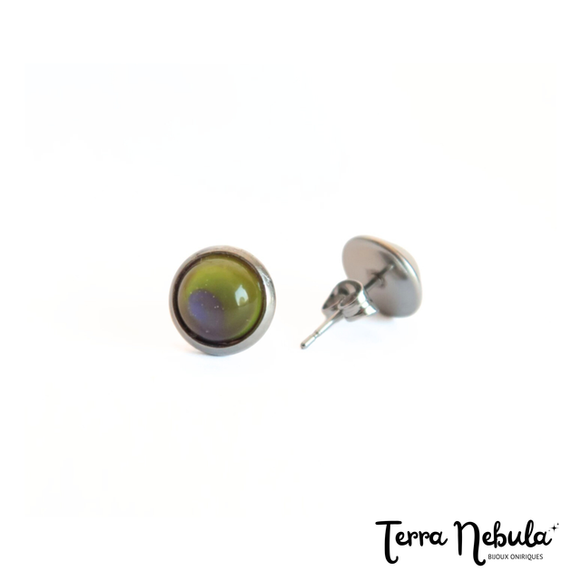 Boucles d'oreilles P'tites Puces Plume de paon | BO029