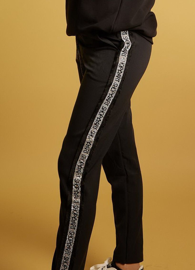 SHOP ART PANTALONE FELPA CON BANDE GLITTER