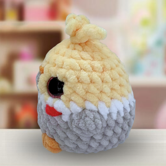 Crochet Chenille Bird Friend, Cockatiel, Ukca tested
