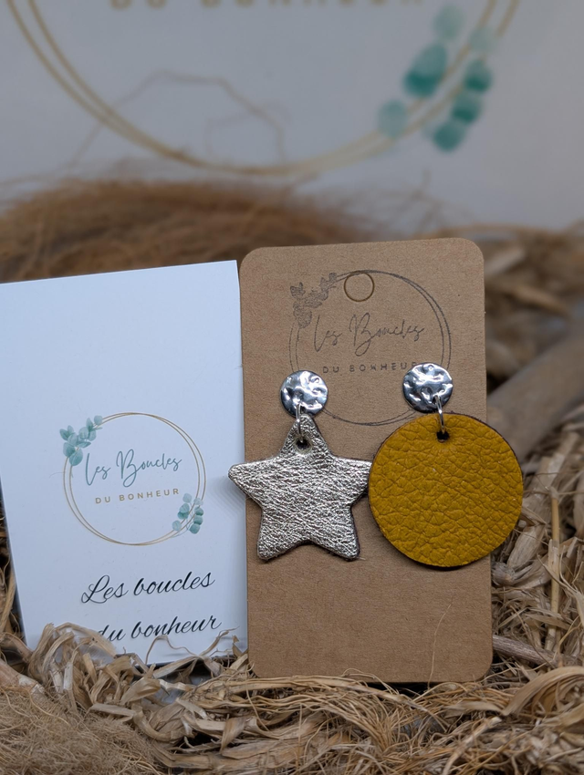 Boucles d&#039;oreilles Asymétrique moutarde doré as034