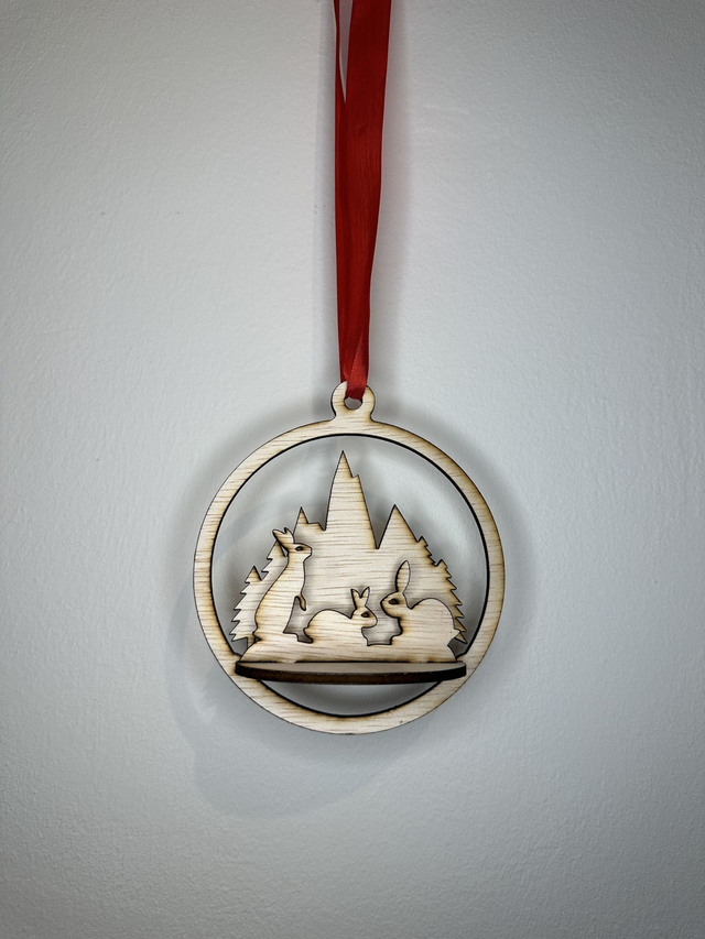 3D kerstbal Konijn Hout