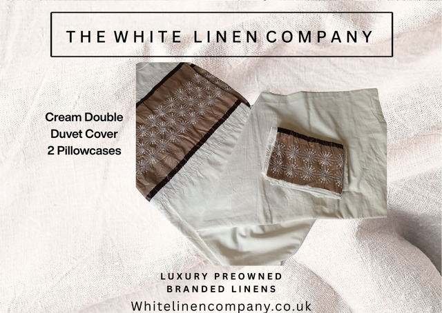 FOX &amp; FRY - Luxury 100% White Egyptian Cotton - Kingsize Duvet Cover - 2 Pillowcases - Butterfly Embroidered (1)