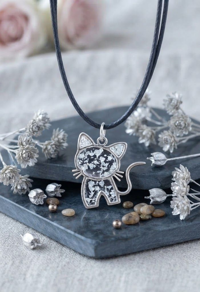 Collier pendentif chat argent