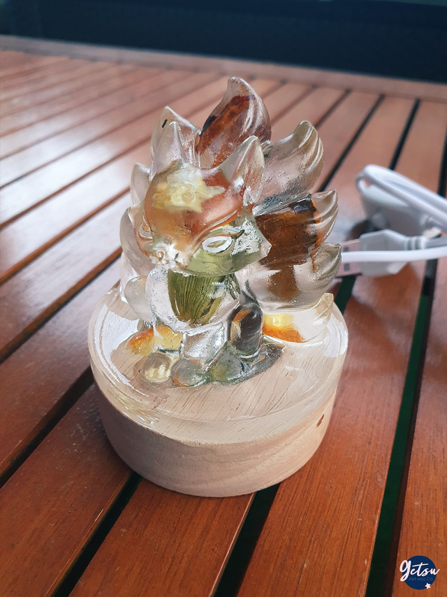 Veilleuse kitsune fleuri