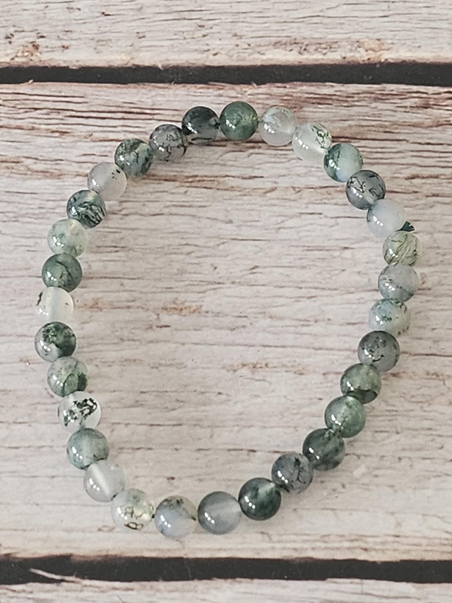 Bracelet en Agate mousse – 6 mm