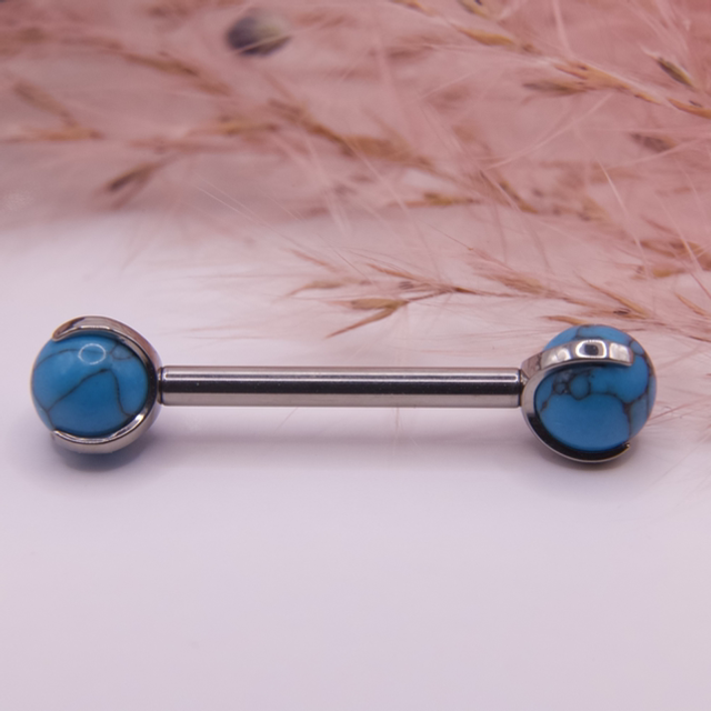 Barbell Pierres Naturelles Turquoise 