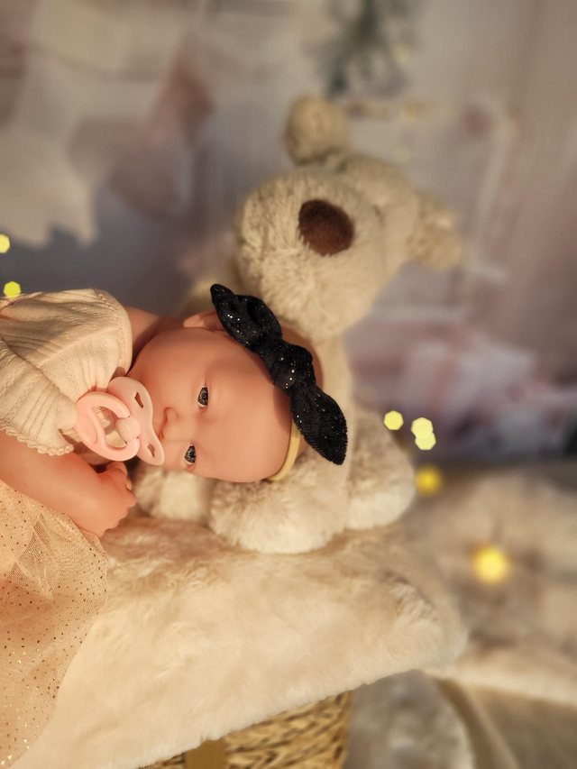 Headband bébé noir et pois argentés 🎄