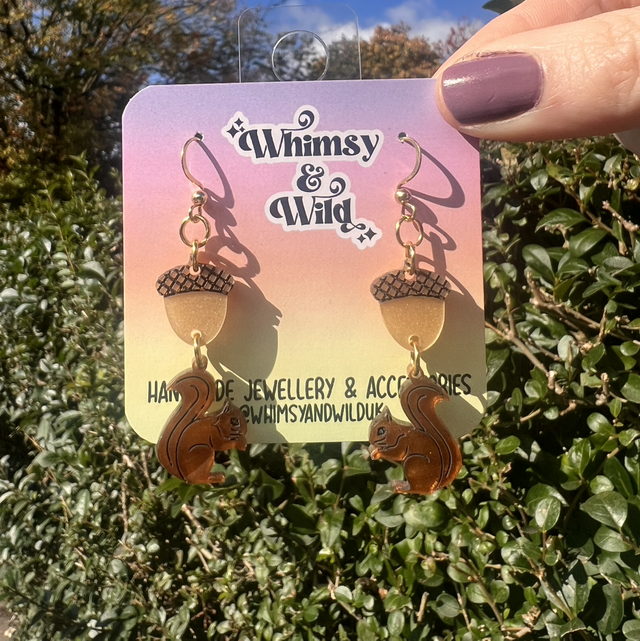 Squirrel and acorn dangles 