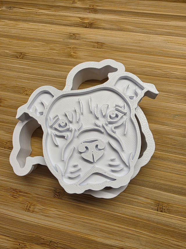 Staffordshire Bullterrier Head Fondant/cookie stamp with cutter 