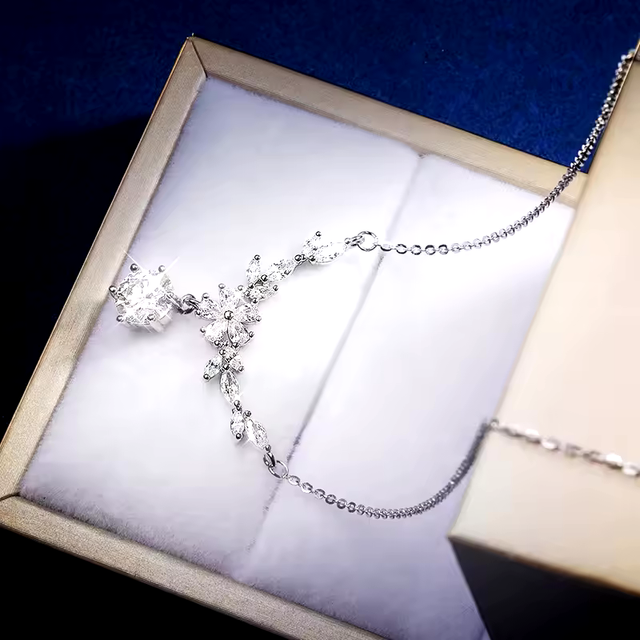 Halaile D Color Moissanite S925 Sterling Silver Cassia Twig Necklace Trendy Neck Chain Fine Jewelry Women Wedding Gift