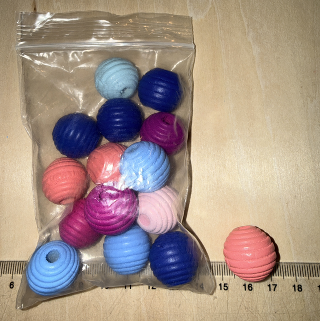 15 Perles bois Striée 20 mm 
