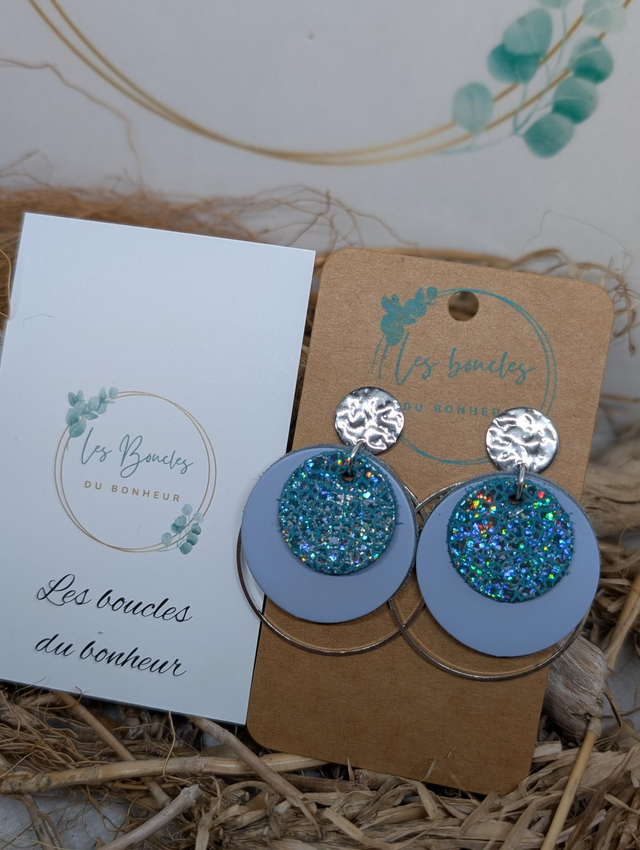 Boucles d&#039;oreilles Moon bleu e506