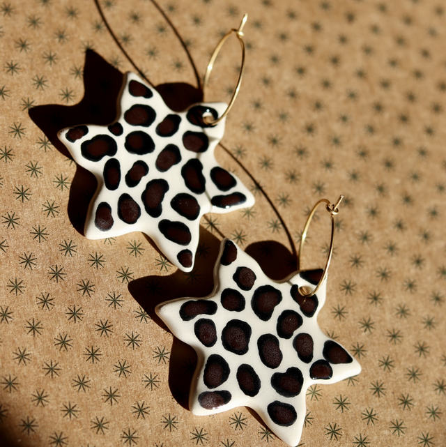 Boucles d’oreilles en céramique - flocons léopard 🐆 