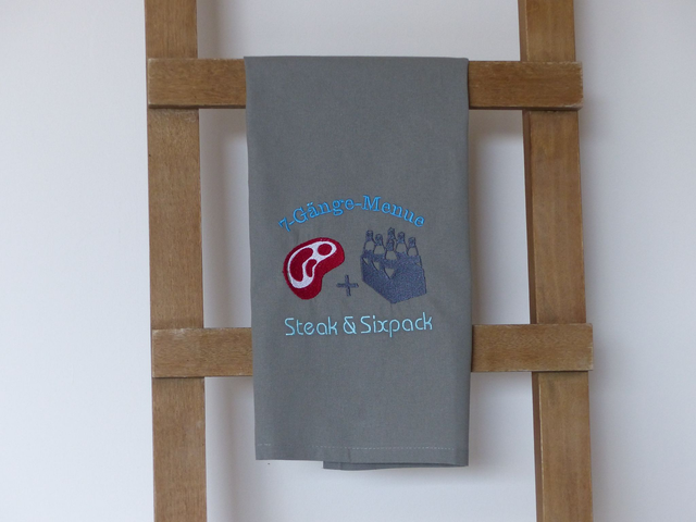 Geschirrtuch grau „7-Gänge- Menü“