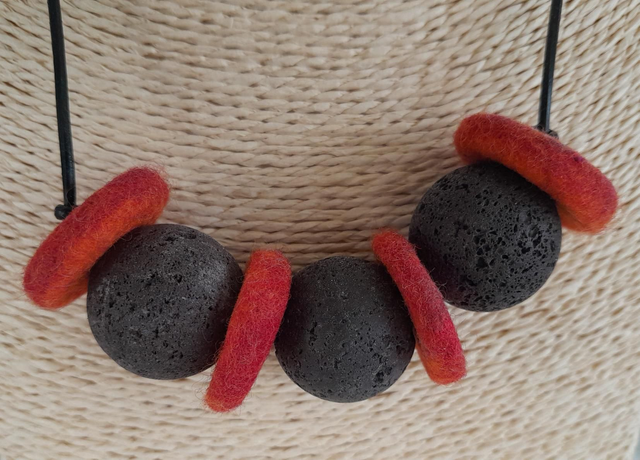 Wool &amp; Lava bead necklace