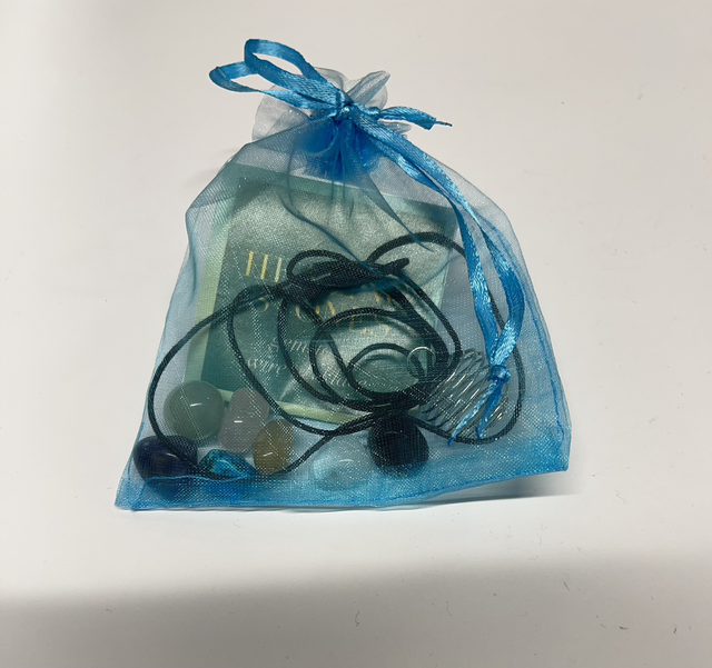 Healing Crystals Organza Bag Cage necklace 