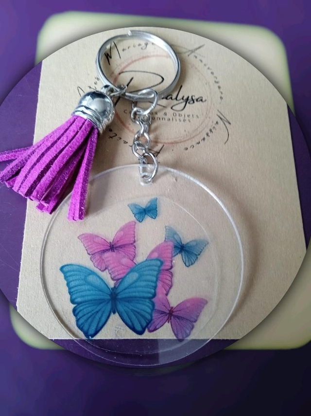 Porté clés transparent, plusieurs motifs au choix 