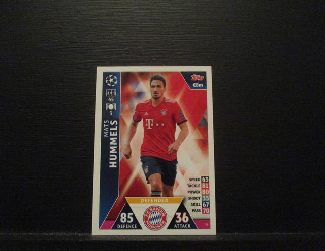 Mats Hummels - UEFA Champions League Match Attax 2018/19 Original Trading Card #77