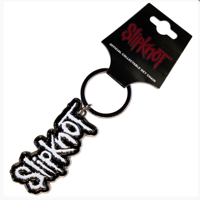 SLIPKNOT KEYCHAIN: WHITE LOGO BLACK BORDER