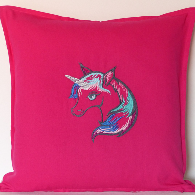 Kissenhülle pink „Einhornkopf“