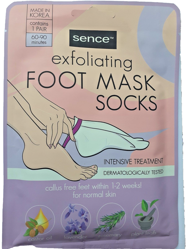 Masque chaussette exfoliant pour les pieds marque Sence