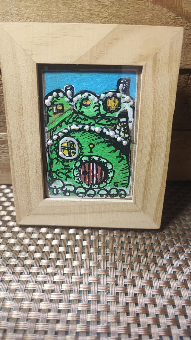Dessin encadré &quot;MAISON HOBBIT&quot;