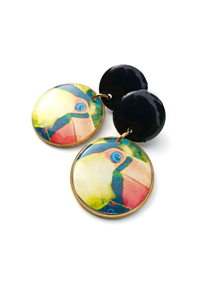 Boucles d'oreilles en cannette recyclée - Toucan