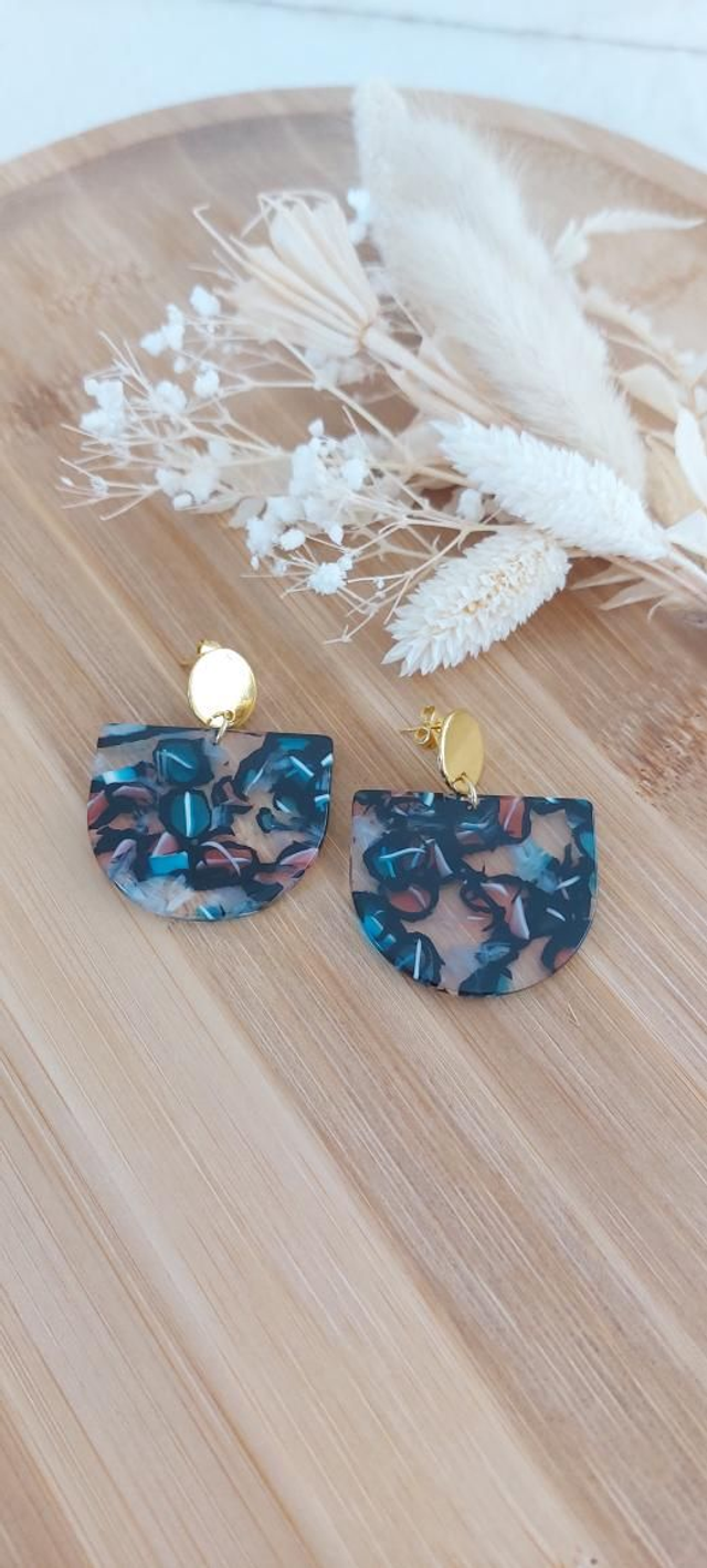 Boucles d'oreilles Gloria (noir bleu rose)