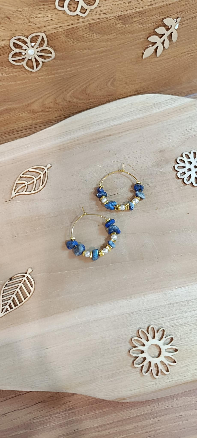 Boucles d'oreilles - Pierres naturelles dorée