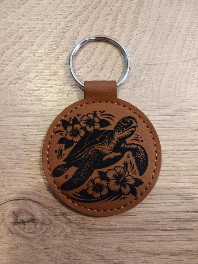 Porte clé tortue / hibiscus 